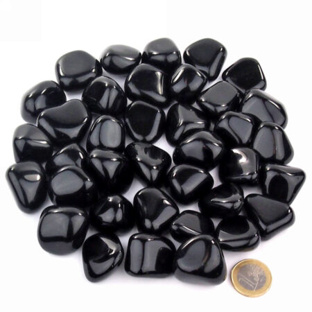 Obsidian Trommelsteine schwarz Ø ca. 30 – 40 mm Edelsteine Heilsteine bei Wunderstein24