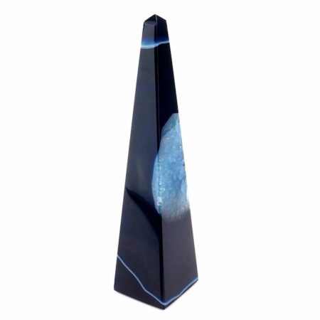 Achat Obelisk | Spitze blau aus Brasilien in bester Farbe und Struktur Edelsteine Heilsteine bei Wunderstein24