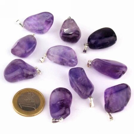 Amethyst Anhänger mit silberner Öse Edelsteine Heilsteine bei Wunderstein24