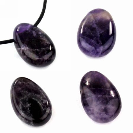 Amethyst Cabochon Anhänger dunkel seitlich gebohrt Edelsteine Heilsteine bei Wunderstein24