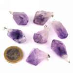 Amethyst Natur Kristall Spitzen Anhänger mit silberner Öse Edelsteine Heilsteine bei Wunderstein24