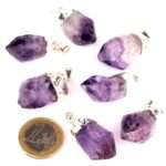 Amethyst Natur Kristall Spitzen Anhänger mit silberner Öse Edelsteine Heilsteine bei Wunderstein24