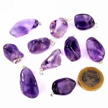 Amethyst Anhänger transparent AAA mit silberner Öse Edelsteine Heilsteine bei Wunderstein24