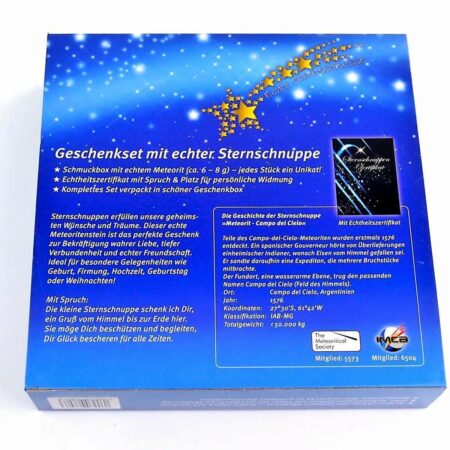 echte Sternschnuppe – Geschenkset | Box mit Meteorit aus Argentinien ca. 6 – 8 g Edelsteine Heilsteine bei Wunderstein24