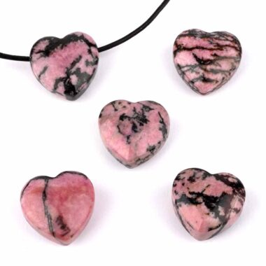 Rhodonit Herz Anhänger Ø 20 mm seitlich gebohrt Edelsteine Heilsteine bei Wunderstein24