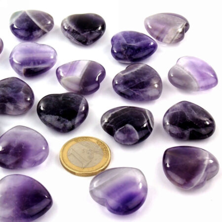 Amethyst Herz Ø ca. 25 mm A – Qualität aus Brasilien Edelsteine Heilsteine bei Wunderstein24