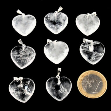 Bergkristall Herz – Anhänger mit silberner Öse Edelsteine Heilsteine bei Wunderstein24
