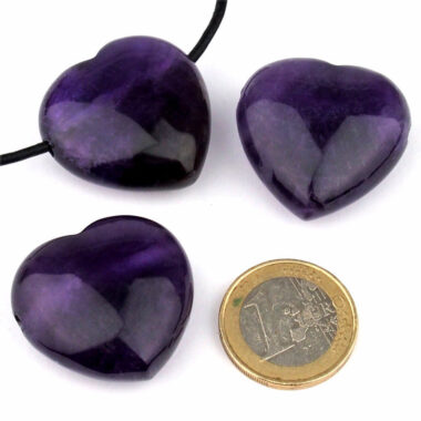 Amethyst Herz Anhänger Ø 30 mm seitlich gebohrt Edelsteine Heilsteine bei Wunderstein24