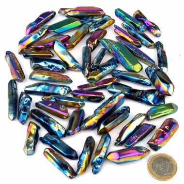 Aqua Aura Bergkristall – Spitzen rainbow Länge je ca. 30 – 60 mm Edelsteine Heilsteine bei Wunderstein24