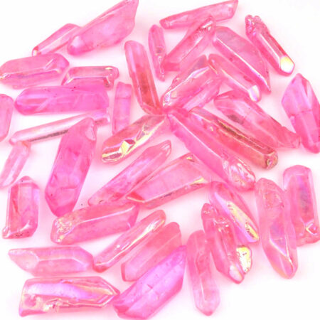 Aqua Aura Bergkristall – Spitzen rosa Länge je ca. 30 – 60 mm Edelsteine Heilsteine bei Wunderstein24