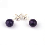 Amethyst Ø 6 mm Kugel Ohrstecker Paar & 925 Sterling-Silber Edelsteine Heilsteine bei Wunderstein24