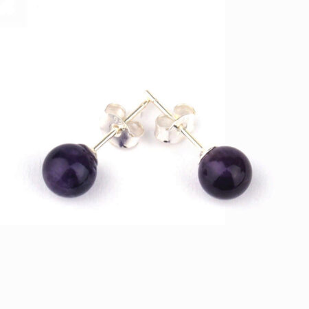 Amethyst Ø 6 mm Kugel Ohrstecker Paar & 925 Sterling-Silber Edelsteine Heilsteine bei Wunderstein24