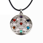 Chakra Anhänger Blume des Lebens Ø ca 54 mm Edelsteine & Silber rhodiniert Edelsteine Heilsteine bei Wunderstein24