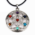 Chakra Anhänger Blume des Lebens Ø ca 54 mm Edelsteine & Silber rhodiniert Edelsteine Heilsteine bei Wunderstein24