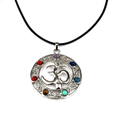 Chakra Anhänger OM | OHM Ø ca 55 mm Edelsteine & Silber rhodiniert Edelsteine Heilsteine bei Wunderstein24