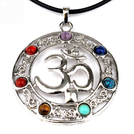 Chakra Anhänger OM | OHM Ø ca 55 mm Edelsteine & Silber rhodiniert Edelsteine Heilsteine bei Wunderstein24