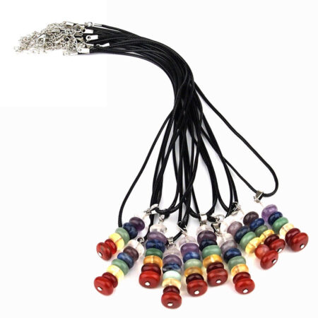 Chakra Anhänger Stab & schwarze Kette (Baumwollband gewachst) Länge 45 – 50 cm Edelsteine Heilsteine bei Wunderstein24