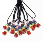 Chakra Anhänger Stab & schwarze Kette (Baumwollband gewachst) Länge 45 – 50 cm Edelsteine Heilsteine bei Wunderstein24