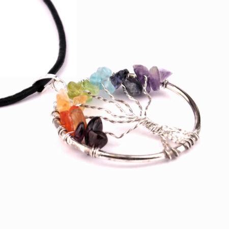 Chakra Anhänger Baum des Lebens Ø ca 49 mm Edelsteine & Silber rhodiniert Edelsteine Heilsteine bei Wunderstein24