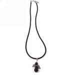 Amethyst Engel Anhänger & Kette schwarz (Naturkautschuk) Länge 45 – 50 cm Edelsteine Heilsteine bei Wunderstein24