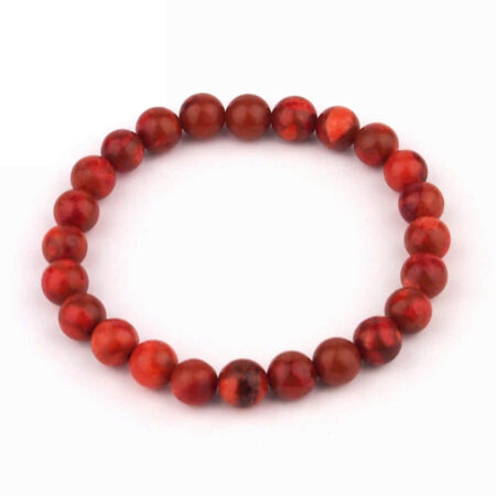 rote Koralle Ø 8 mm Kugel Edelstein Armband flexibel und dehnbar Edelsteine Heilsteine bei Wunderstein24