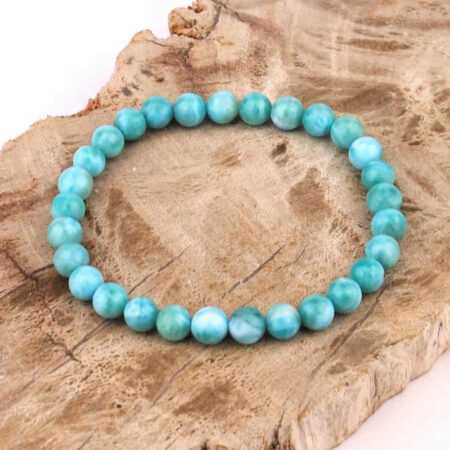 Larimar Ø 6,5 mm Kugel Edelstein Armband flexibel und dehnbar Edelsteine Heilsteine bei Wunderstein24