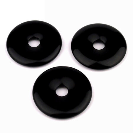 Obsidian schwarz Donut Anhänger Ø 40 mm Edelsteine Heilsteine bei Wunderstein24