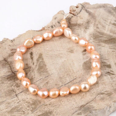 Perle aprikot | Süßwasser Edelstein Armband flexibel und dehnbar Edelsteine Heilsteine bei Wunderstein24