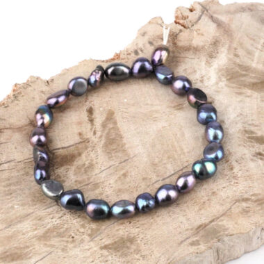 Perle schwarz | Süßwasser Edelstein Armband flexibel und dehnbar Edelsteine Heilsteine bei Wunderstein24