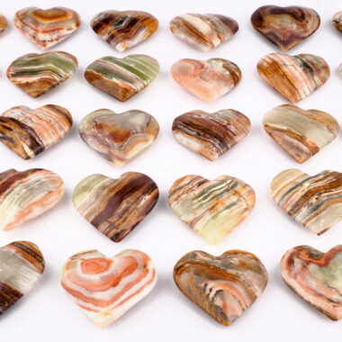 Onyxmarmor (Aragonit und Calcit) großes Herz Ø ca. 55 – 60 mm AA – Qualität Edelsteine Heilsteine bei Wunderstein24