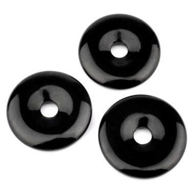 Turmalin | Schörl schwarz Donut Anhänger Ø 40 mm Edelsteine Heilsteine bei Wunderstein24