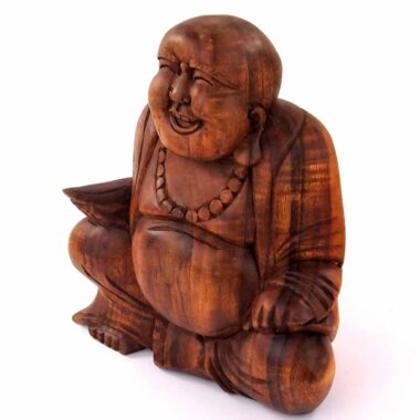 großer Buddha Figur Happy Glücksbuddha Feng Shui Skulptur aus Bali Indonesien Edelsteine Heilsteine bei Wunderstein24