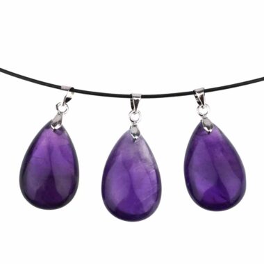 Amethyst Tropfen | Cabochon Anhänger mit Silber rhodinierter Öse Edelsteine Heilsteine bei Wunderstein24