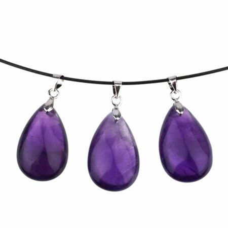 Amethyst Tropfen | Cabochon Anhänger mit Silber rhodinierter Öse Edelsteine Heilsteine bei Wunderstein24