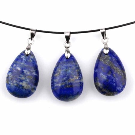 Lapislazuli Tropfen | Cabochon Anhänger mit Silber rhodinierter Öse Edelsteine Heilsteine bei Wunderstein24