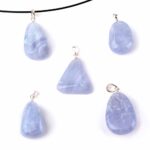 Chalcedon blau Anhänger mit 925 Sterling-Silber Stiftöse in Top-Qualität Edelsteine Heilsteine bei Wunderstein24