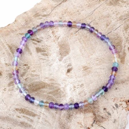 Fluorit bunt facettiertes Ø 4 mm Kugel | Perlen Armband flexibel und dehnbar Edelsteine Heilsteine bei Wunderstein24