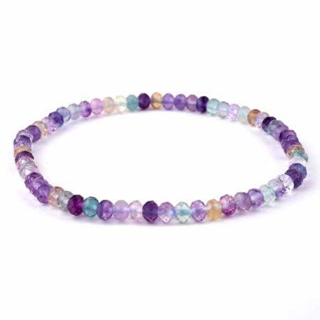 Fluorit bunt facettiertes Ø 4 mm Kugel | Perlen Armband flexibel und dehnbar Edelsteine Heilsteine bei Wunderstein24