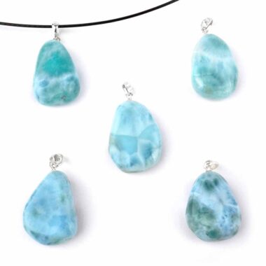 Larimar Anhänger mit 925 Sterling-Silber Stiftöse in Top-Qualität Edelsteine Heilsteine bei Wunderstein24