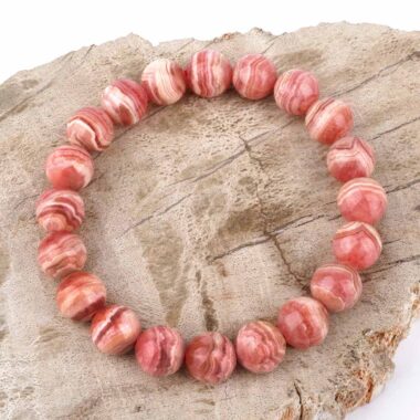 Rhodochrosit Ø 10 mm Kugel | Perlen Armband flexibel und dehnbar Edelsteine Heilsteine bei Wunderstein24