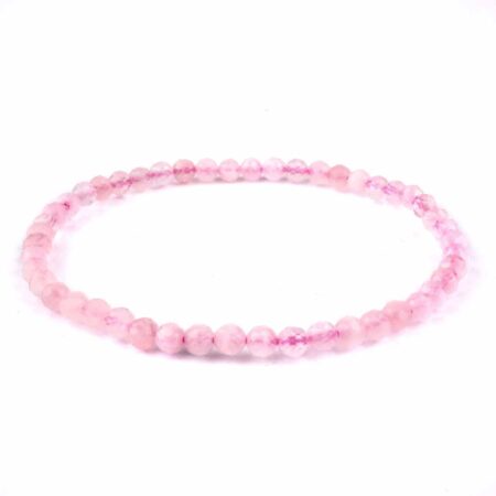 Rosenquarz Ø 4 mm facettiertes Kugel | Perlen Armband flexibel und dehnbar Edelsteine Heilsteine bei Wunderstein24