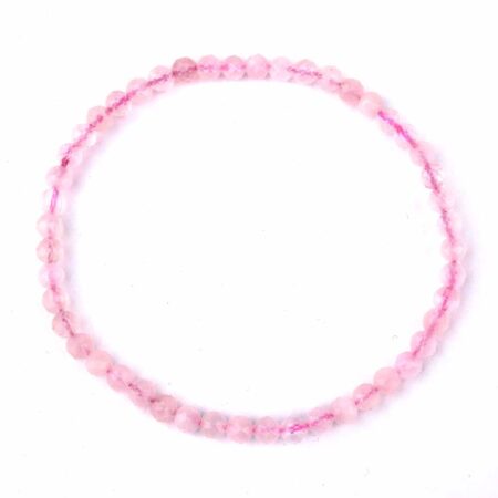 Rosenquarz Ø 4 mm facettiertes Kugel | Perlen Armband flexibel und dehnbar Edelsteine Heilsteine bei Wunderstein24