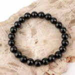 Schungit Ø 8 mm Kugel | Perlen Armband flexibel und dehnbar Edelsteine Heilsteine bei Wunderstein24