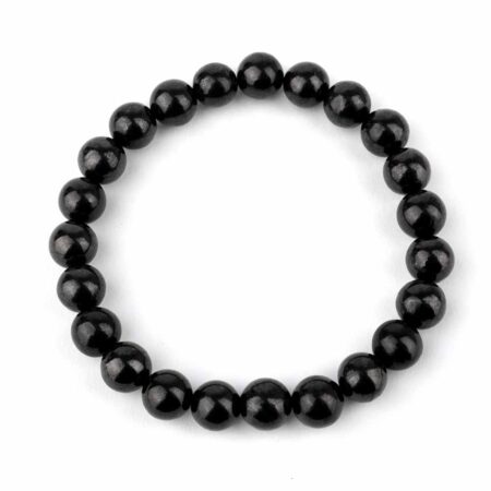 Schungit Ø 8 mm Kugel | Perlen Armband flexibel und dehnbar Edelsteine Heilsteine bei Wunderstein24