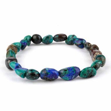 Azurit & Chrysokoll Ø 7 x 9 mm Nugget Edelstein Armband flexibel und dehnbar Edelsteine Heilsteine bei Wunderstein24