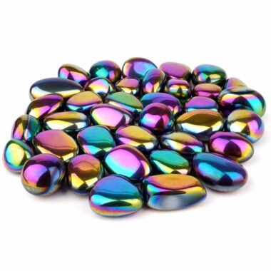 Blue Rainbow Aqua | Angel Aura Bergkristall Trommelsteine Ø ca. 25 – 40 mm Edelsteine Heilsteine bei Wunderstein24