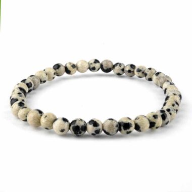 Dalmatiner Jaspis Ø 4,5 mm Kinder Kugel Edelstein Armband flexibel und dehnbar Edelsteine Heilsteine bei Wunderstein24