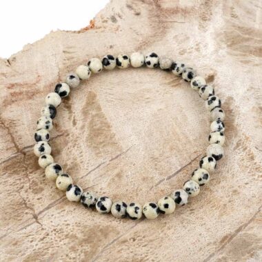 Dalmatiner Jaspis Ø 4,5 mm Kinder Kugel Edelstein Armband flexibel und dehnbar Edelsteine Heilsteine bei Wunderstein24