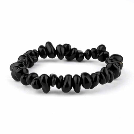 Obsidian schwarz Kinder Edelstein Armband flexibel und dehnbar Edelsteine Heilsteine bei Wunderstein24