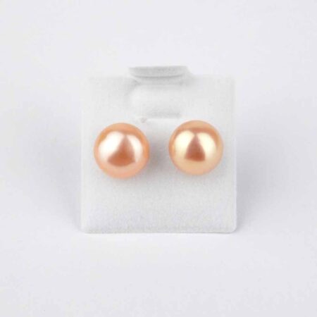 Perle aprikot | Süßwasser Ø ca. 8 mm Kugel Ohrstecker Paar versilbert Edelsteine Heilsteine bei Wunderstein24